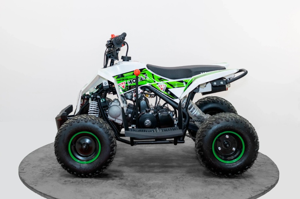 Детский квадроцикл бензиновый MOTAX GEKKON 90cc 1+1 (Реверс) — Бело-зелёный